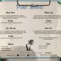 Meny at Oh Poké in Stockholm