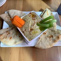 Hummus w pita and veg at The Ways Restaurant & Brewery in Glenside