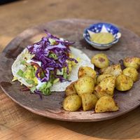 Tofu tacos and potatoes at Liefs in Tulum