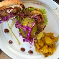 Better than a burger!! So yummy and the potatoes, perfect!  at Liefs in Tulum