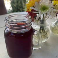 Complimentary hibiscus shot at Liefs in Tulum