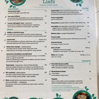 Menu as of 4-2024 at Liefs in Tulum