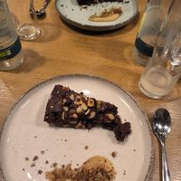 Chocolate moelleux with hazelnut but was more of a brownie texture. Still delicious at Prana Restaurant in Lyon