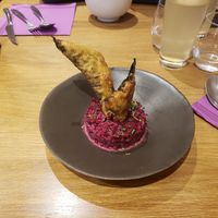 Tartare de betteraves et tempura de nori at Prana Restaurant in Lyon