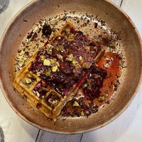 Chocolate cherry waffles at Farm2Table - Davidshall in Malmo