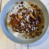 Peach hazelnut waffle🤤🤤🤤 at Farm2Table - Davidshall in Malmo