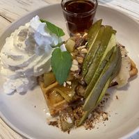 Pear & Almond waffles at Farm2Table - Davidshall in Malmo