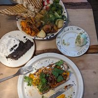 Hummus bowl, Oreo cake, kimchi avo toast, matcha ball at Farm2Table - Davidshall in Malmo