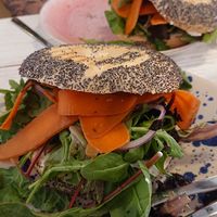 Smoked carrot bagel at Farm2Table - Davidshall in Malmo