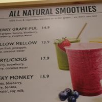 Smoothie options at SaladStop in Kuala Lumpur