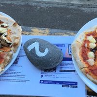Mushroom and margherita pizzas with vegan cheese at Black Isle  in Fort William