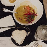 Green curry dumplings. Delicious! at Love Organic Cafe in West Hollywood