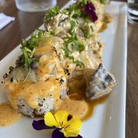 The Love on Fire sushi roll 😍😍😍 so much flavor. Part  at Love Organic Cafe in West Hollywood