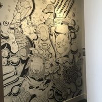 Restroom wall  at Love Organic Cafe in West Hollywood