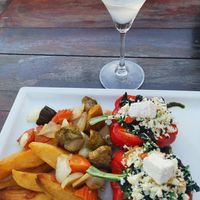 So yummy! Roasted red peppers with vegan feta at Barracuda in Koh Tao