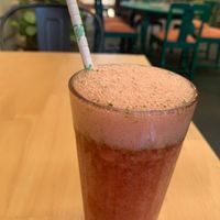 refreshing ”Pink Drink” with turtle-friendly paper straw at Moon Rabbit in Preston