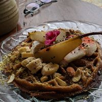 Vegan waffles at Woods in Bangalow