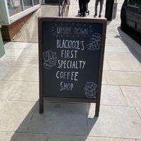 SIGN OUTSIDE SHOP  at Last Light Coffee in Blackpool