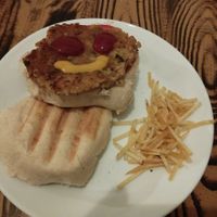 Soy burger, the burger had a really nice taste. at Kerkus Veggie Bar in Montecorto