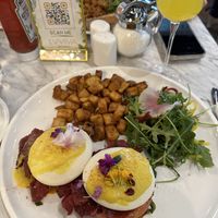 Vegan Benedict with Pastrami  at Evviva in Toronto