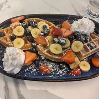 Vegan waffles at Evviva in Toronto
