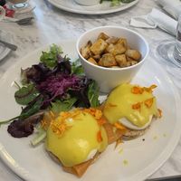 Vegan smoked salmon eggs Benedict  at Evviva in Toronto