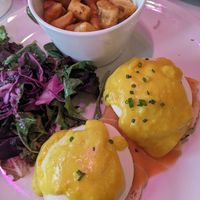 Eggs Benedict with salmon at Evviva in Toronto
