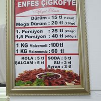 Cig Kofte menu at Enfes Çiğköfte in Kyrenia
