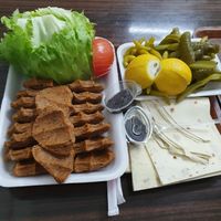 Cig Kofte (vegan meatballs) combo- served with lavash to make your own wrap!  at Enfes Çiğköfte in Kyrenia
