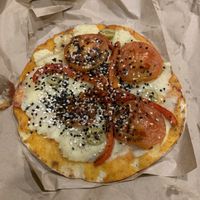 Vegan pizza  at La Cordobesita in Tulum