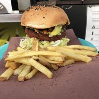 Soya burger  at La Cordobesita in Tulum