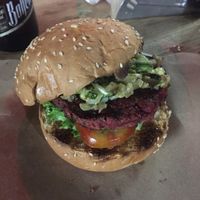 Soy vegan burger with vegetables avocado and vegan mayonnaise ! Sooo good !  at La Cordobesita in Tulum