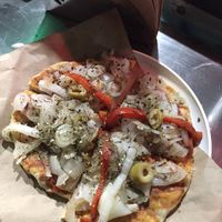 Vegan pizza  at La Cordobesita in Tulum