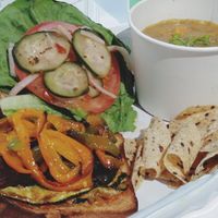 Roasted veggie sandwich at Infusedlife Plant Based Emporium in Minneapolis