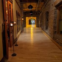 The public hallway to the bathrooms at Aster Cafe in Minneapolis
