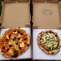 Bonus pizza for leaving a friendly comment to the kitchen at Three Fires Pizza in Fort Wayne