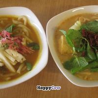 Delicious Asam Laksa and Curry Mee at Nutriland Vegan Health Food Centre in Penang