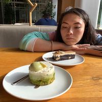 Pistachio cheesecake and brownies  at Koktem in Astana