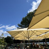Outside seating.  at Karamellan Cafe in Drottningholm