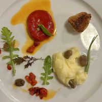 Red Pepper, sweet garlic and potatoes with mushrooms   at Racines Bruno Cirino in Nice