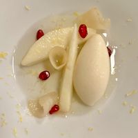 Pear with pineapple sorbett  at Racines Bruno Cirino in Nice