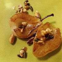 poached pears and candied nuts at Racines Bruno Cirino in Nice