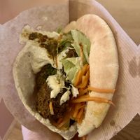 Pita falafel and hummus  at Foodhallen in The Hague