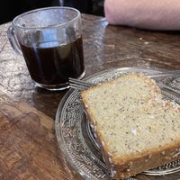 Coffee and lemon cake   at Revolver in Vancouver
