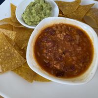 Guacamole and Chili with chips - a delicious snackk  at Mr Veggie San Pedro in San Pedro