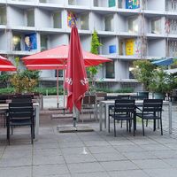 Outdoor seating at MoschMosch in Mannheim