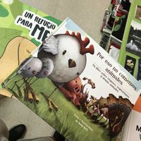 Vegan kids books at Universo Vegano in Madrid