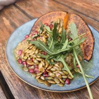 Roast pumpkin with creamed lentils at Shedshaker Brewing Company in Castlemaine