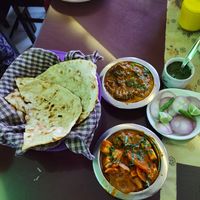 Naan with both veggies and salad. at Rasoi in Gangtok