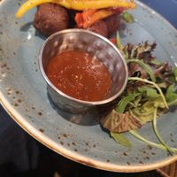 Vegan meat balls on second menu (menu changes at 11h) at ABZ - The Distilling House in Aberdeen
